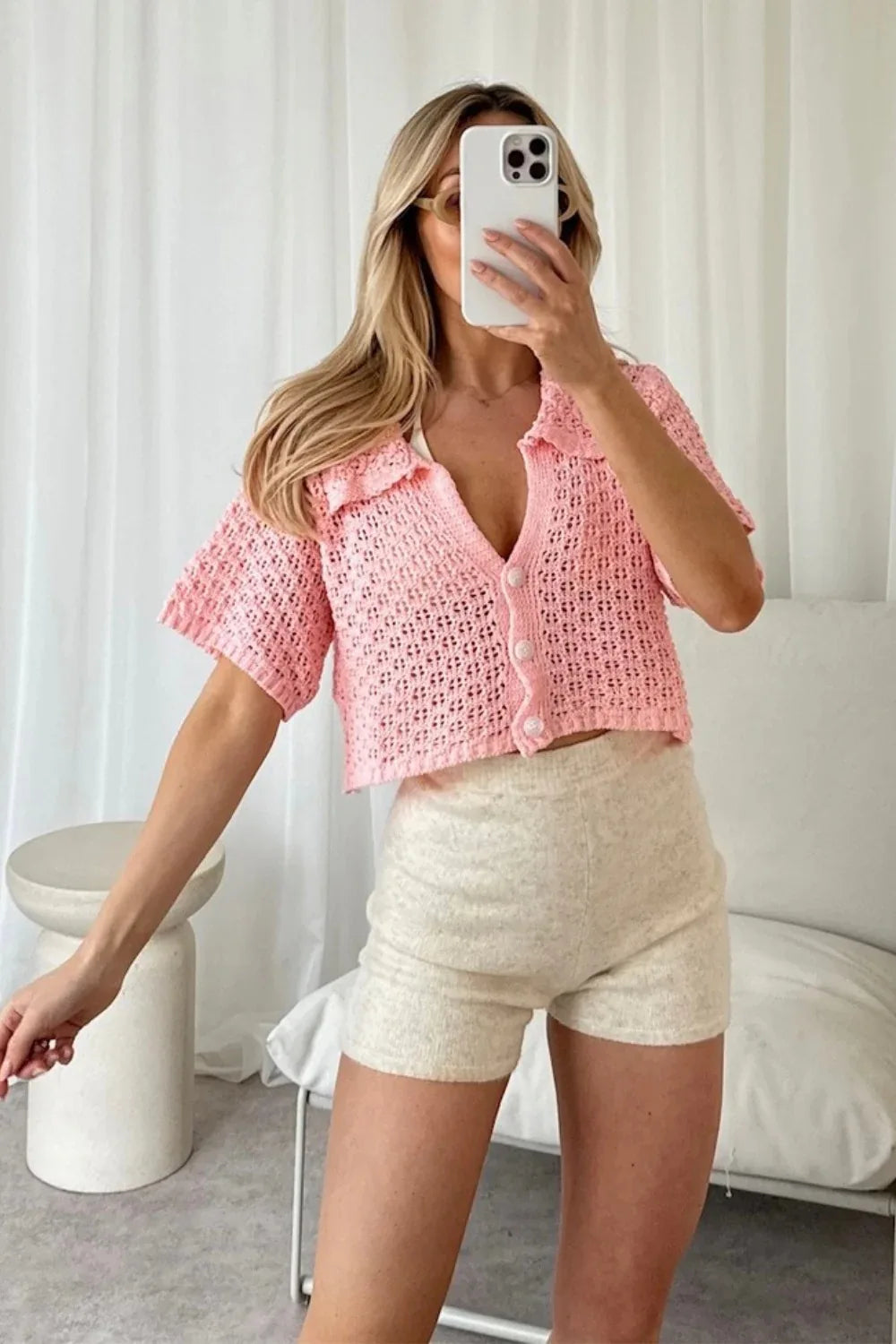 Knit Hollow Out Top and Long Skirt Suit