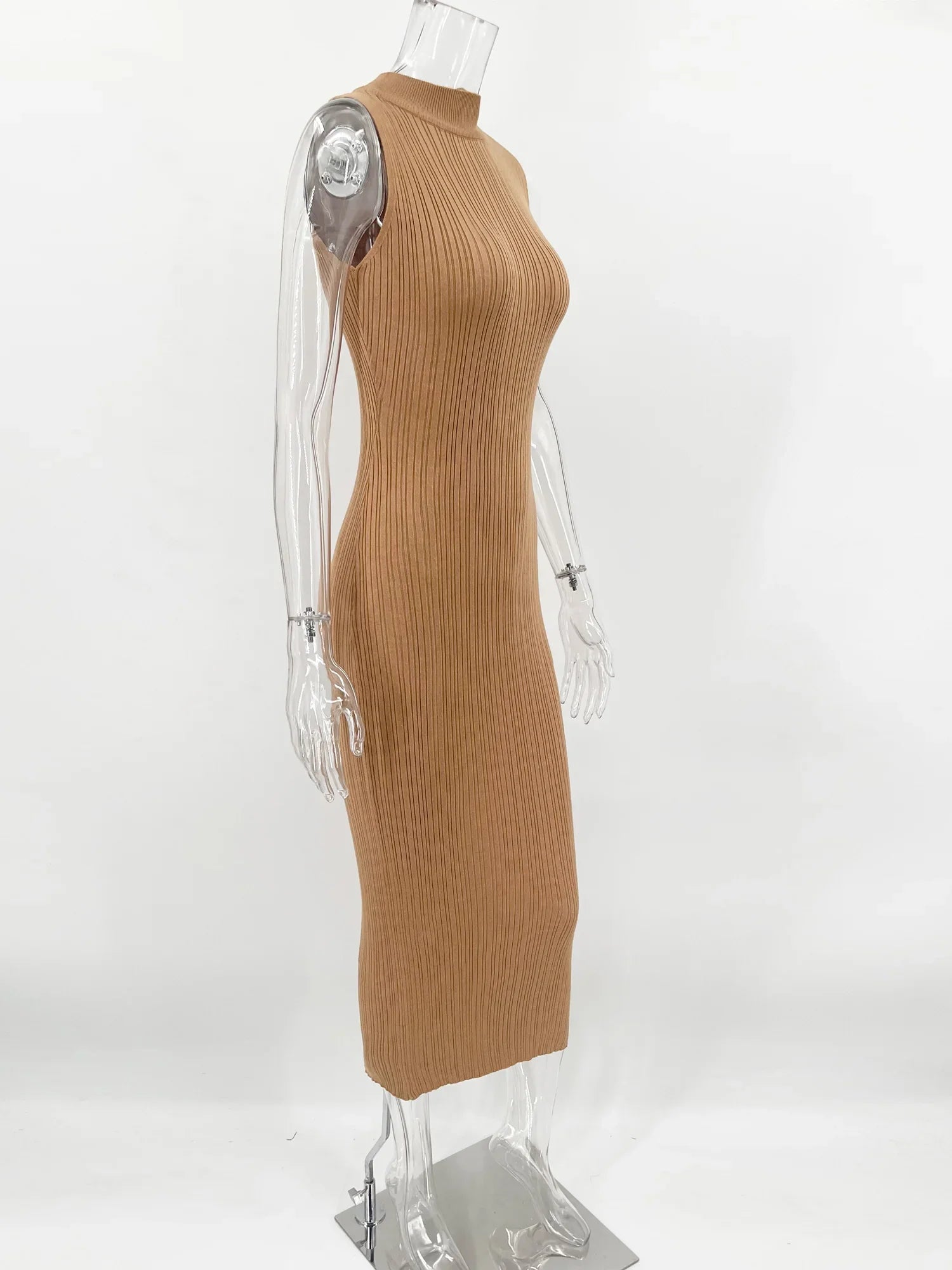 Women's Sleeveless Turtleneck Maxi Dress