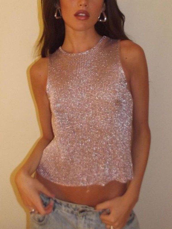 Halbtransparentes Metallic-Tanktop
