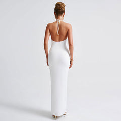 Backless Slit Sling Dress Product Pleated Slim Fit Wear