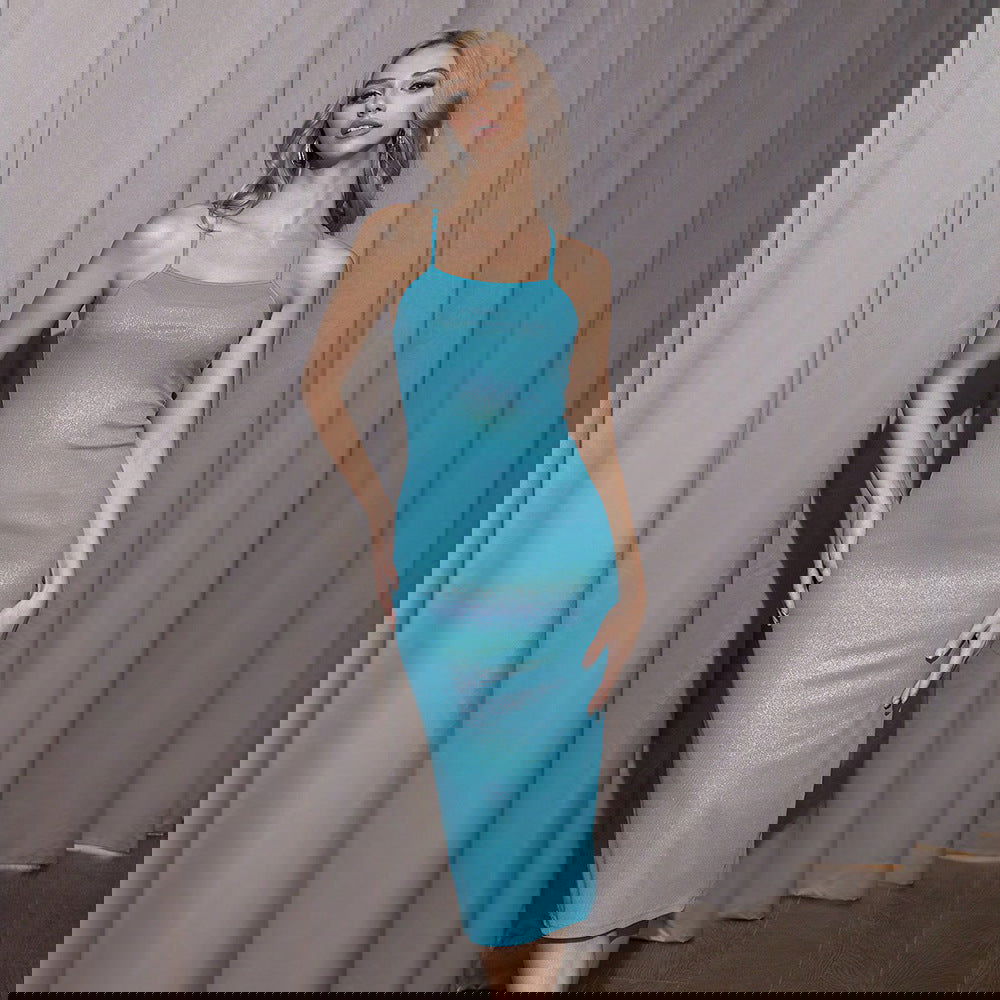 Slim Fit Backless Sequined Gradient Color Halter Dress