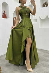 Sleeveless Solid Color Irregular Asymmetric Maxi Dress for