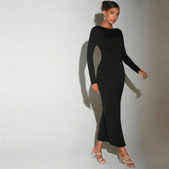 Socialite Dress  round Neck Bare Back Design Mid Length Dress