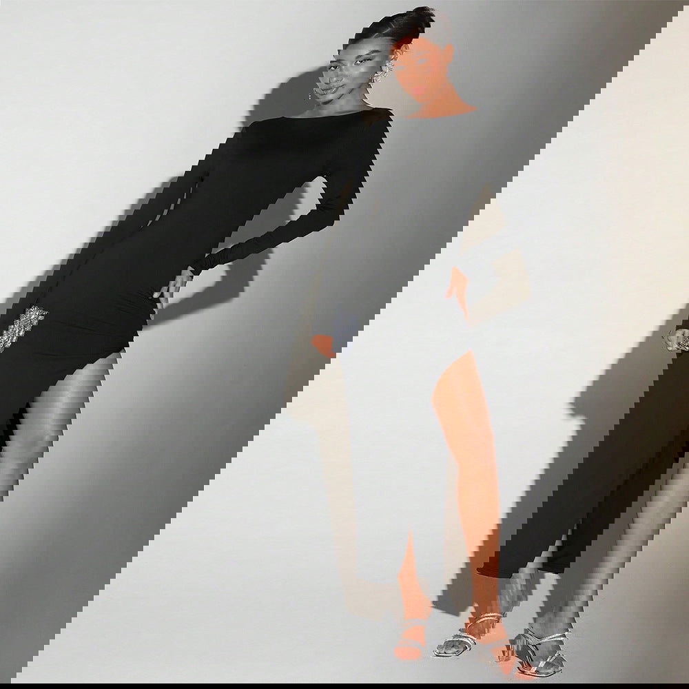 Socialite Dress  round Neck Bare Back Design Mid Length Dress