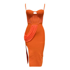 Split Sling Bandage Dress Mesh Patchwork Tight Party Dress Dress