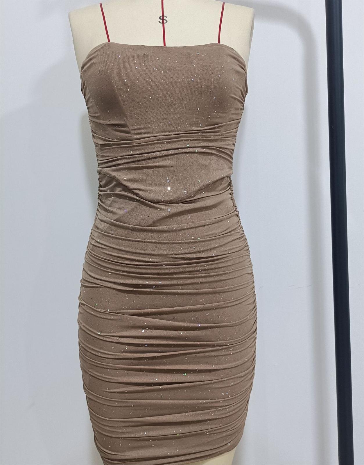 Vestido corto ajustado de fiesta con escote tipo tubo y espalda descubierta, corsé con varillas y polvos espolvoreados, vestido dulce y picante con hombros descubiertos
