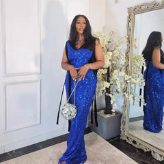 V neck Lace up Sequined Waist Dress