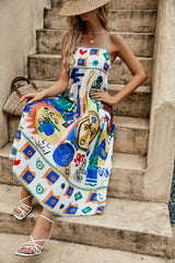 Sling Graffiti Printing Sleeveless Swing Dress Amplified craft