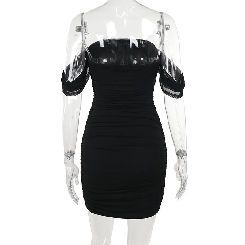 Off the Shoulder Short Sleeve Mini Dress
