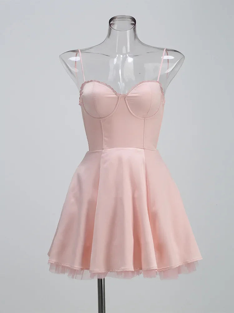 Layered Satin Tulle A-line Strappy Mini Dress