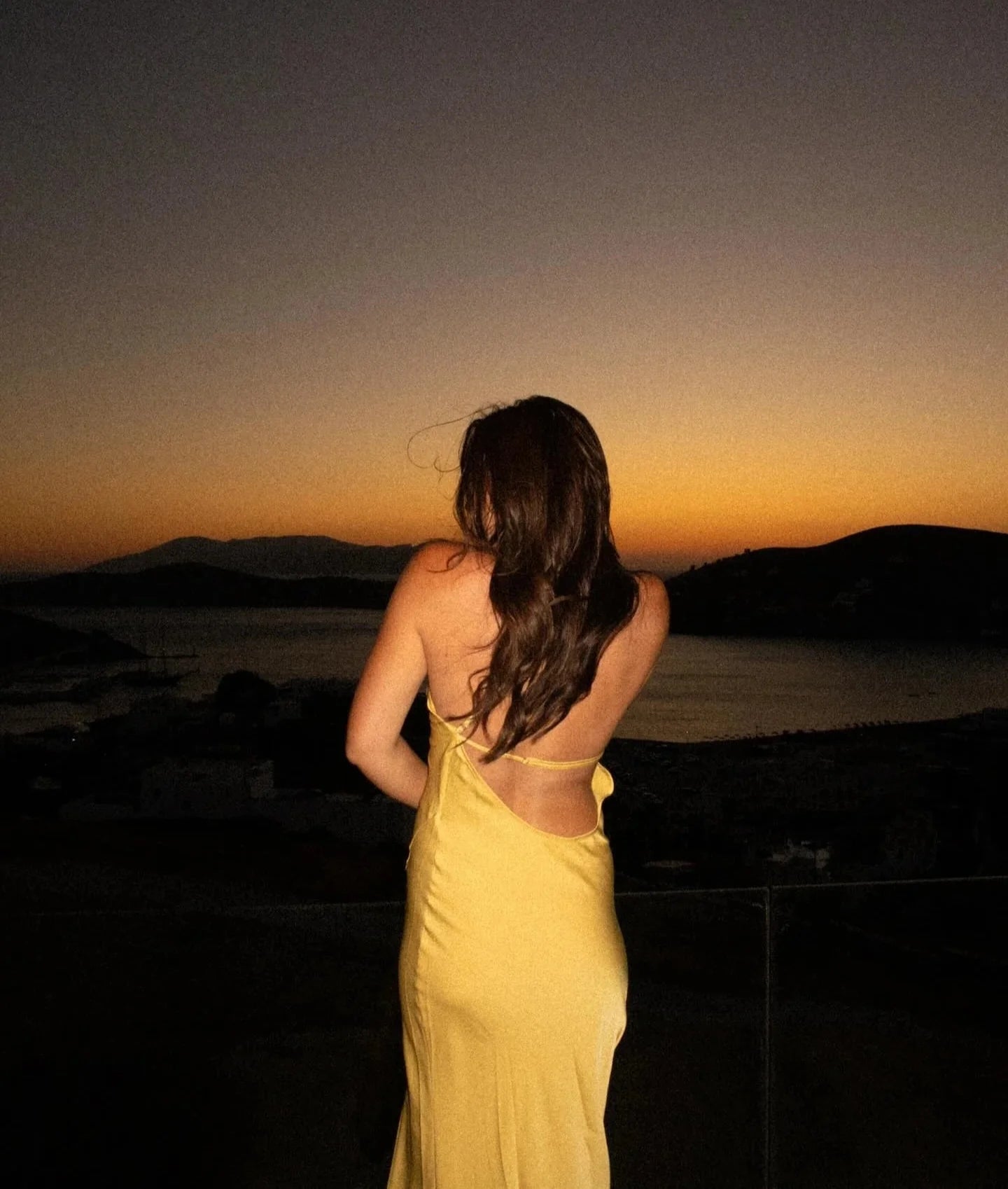 Backless Satin Slant Shoulder Solid Slit Long Dress
