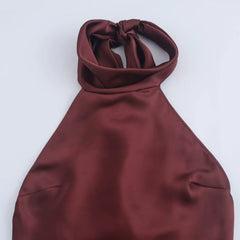 Solid Sleeveless Backless Bow Zipper Long Dress