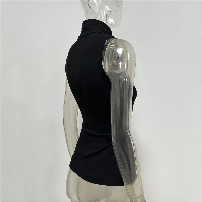 Turtleneck Metal Ring Knitted Tops