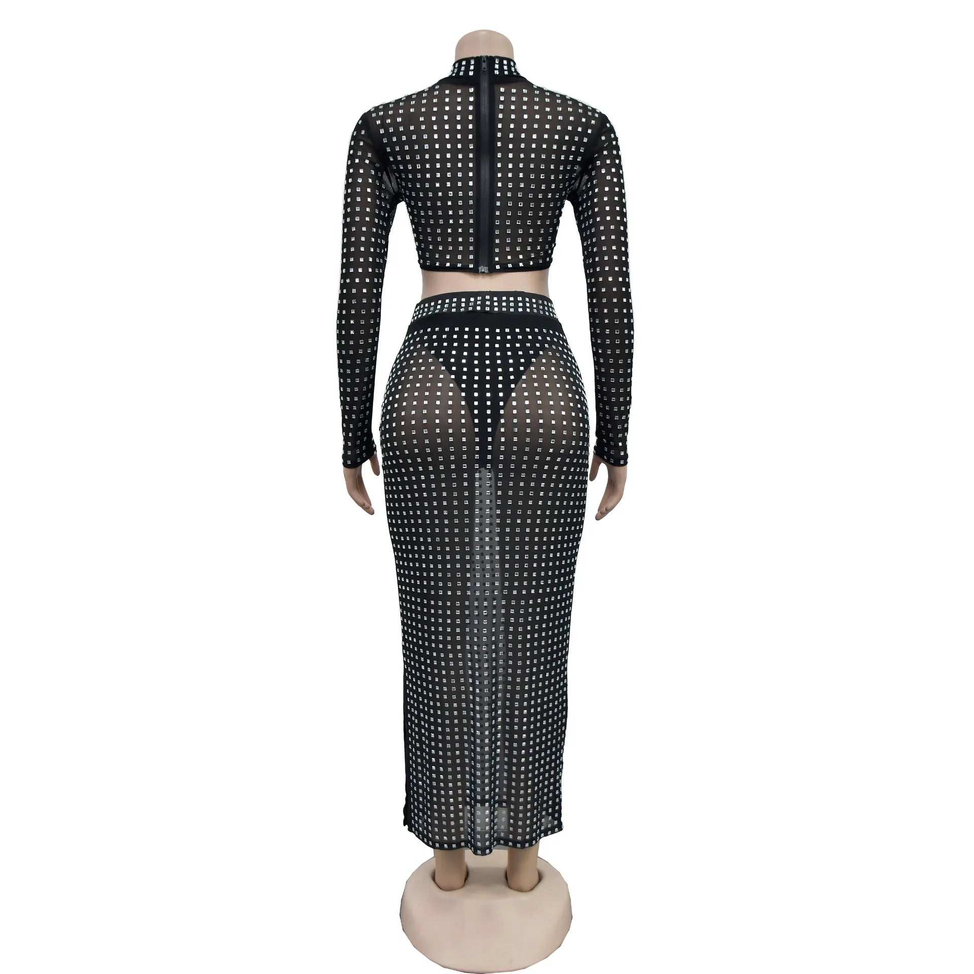 Rhinestone Strapless Top and Long Skirt Set