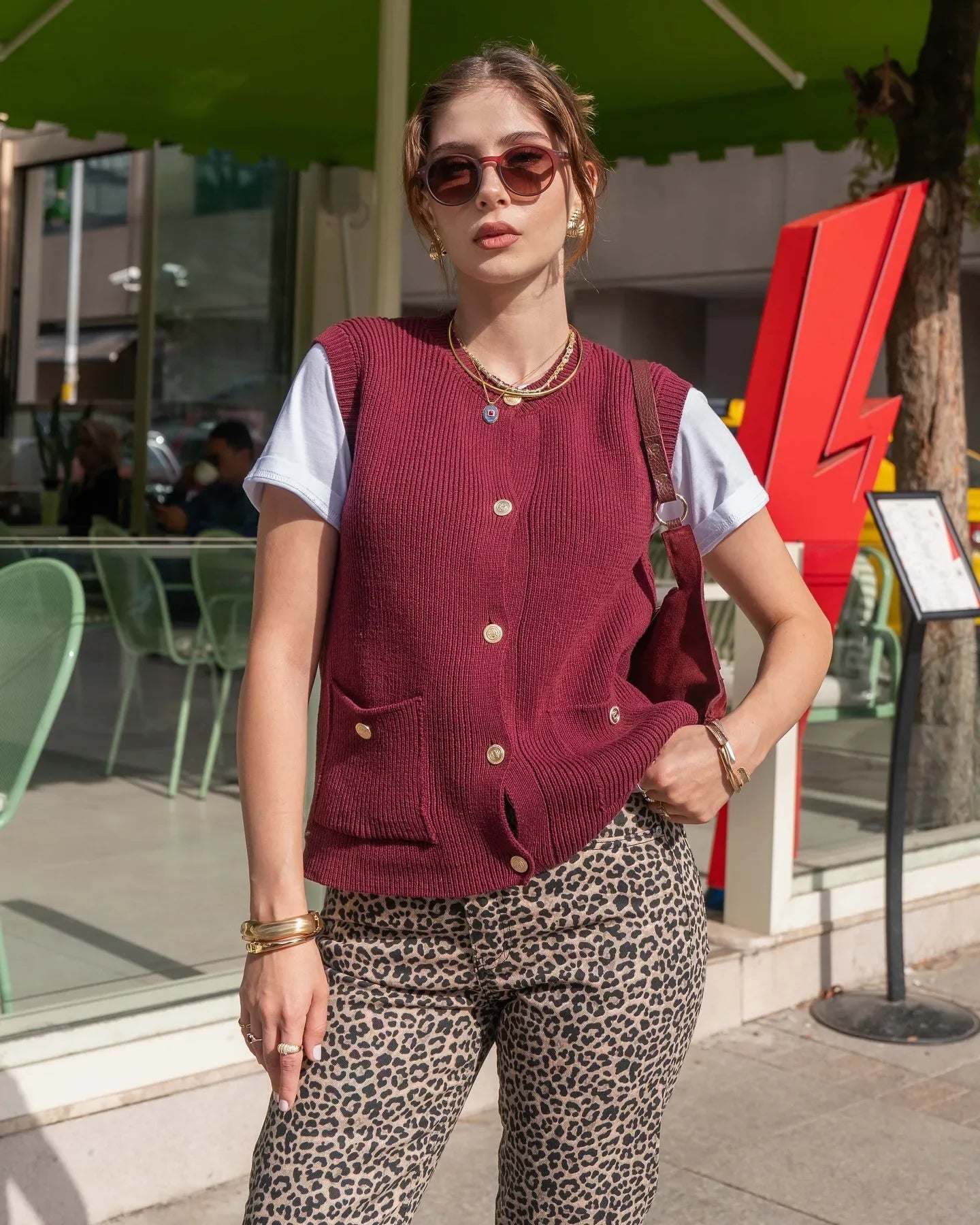Sleeveless Pocket Solid Knit Cardigan