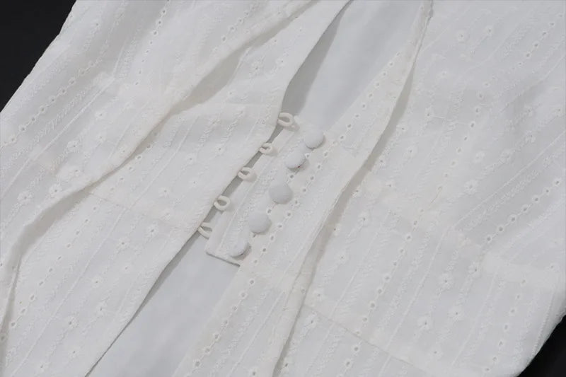 Tie Front Button White Cut Out Sleeveless Top