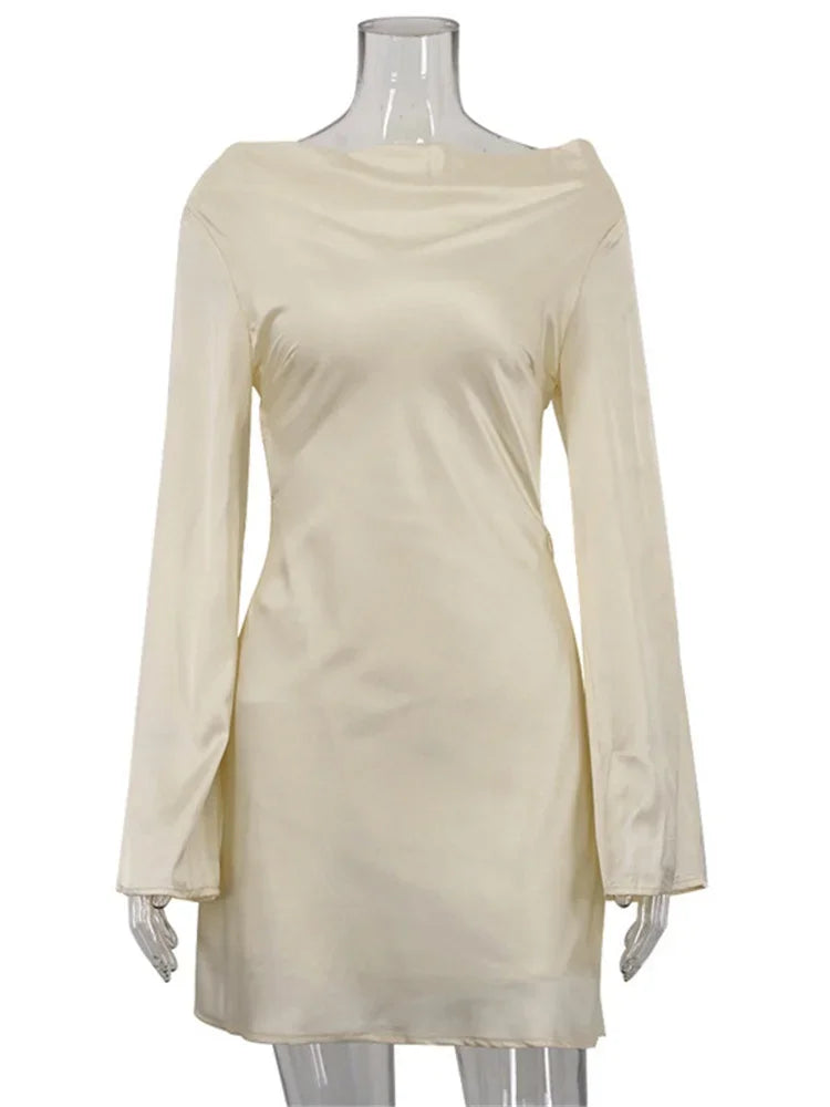 Elegant Backless Lace-Up Satin Party Mini Dress