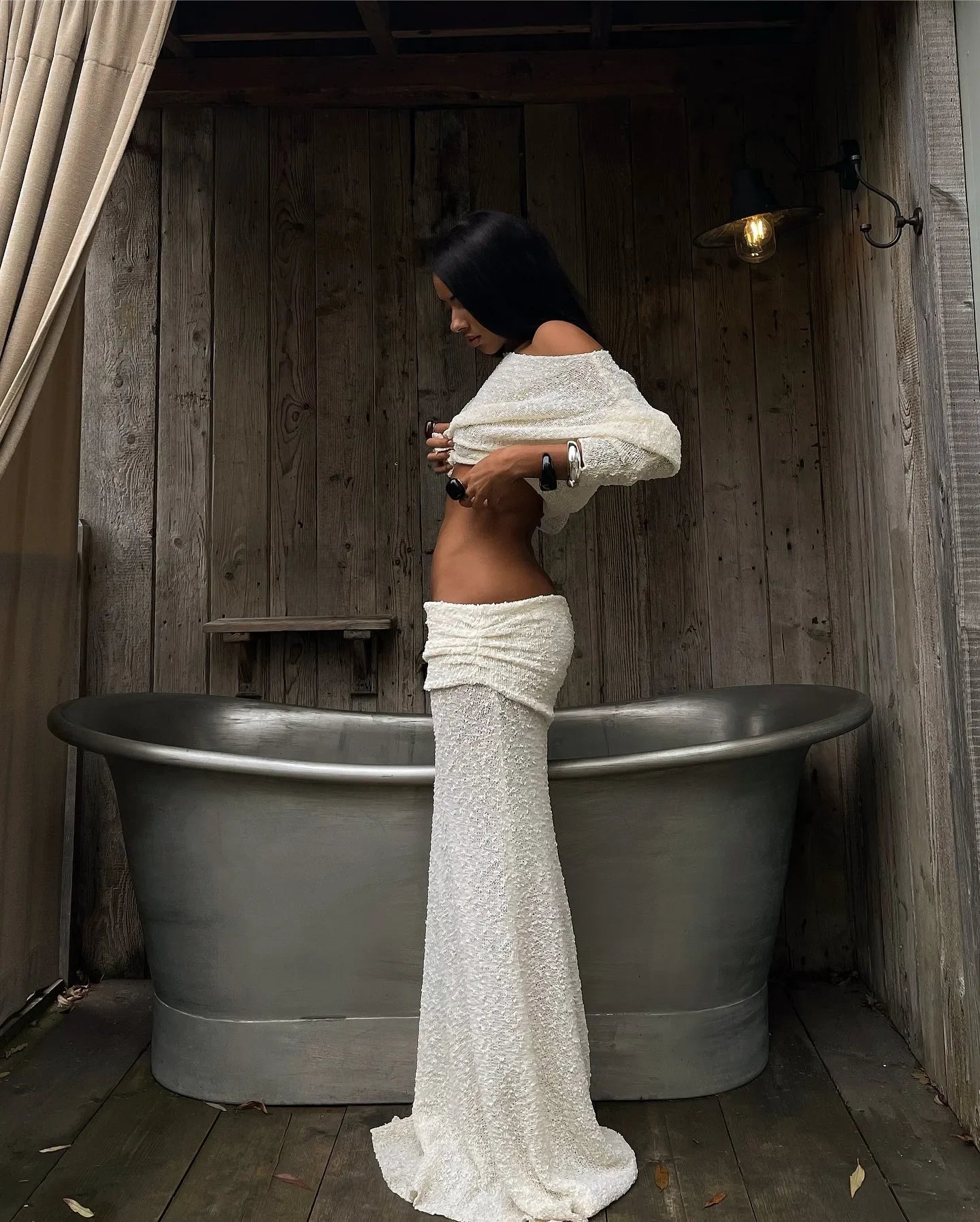 Knit Long Sleeve Top and Maxi Skirt Suit