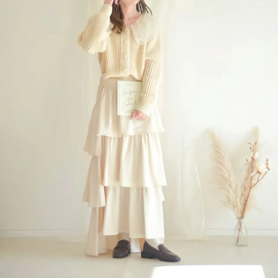 Peter Pan Collar Spliced Knitted Sweater