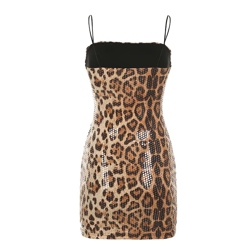 Leopard Sequin Chic Camisole Dress