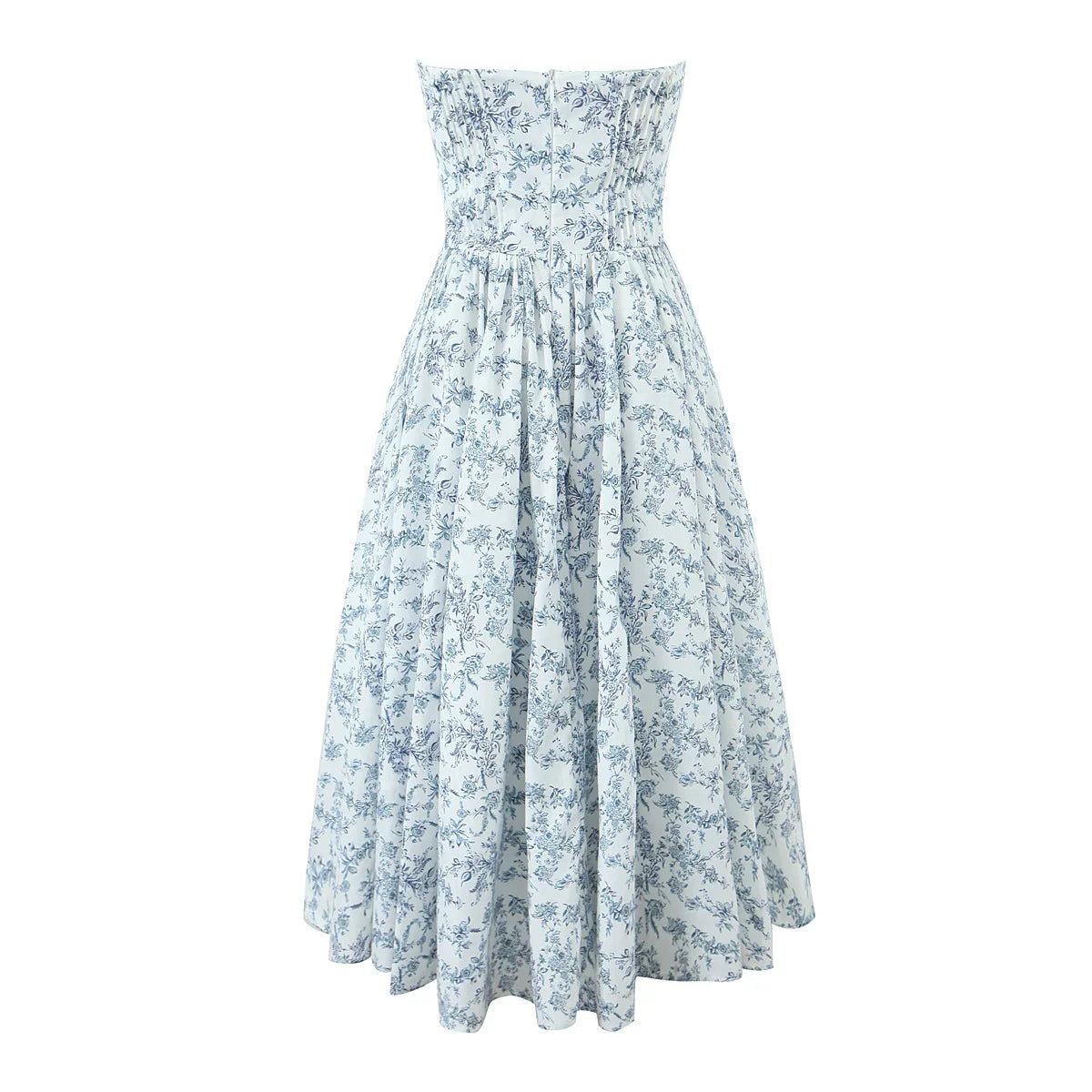 Low Waist Pleated Midi Dress Bra Chest With Wire