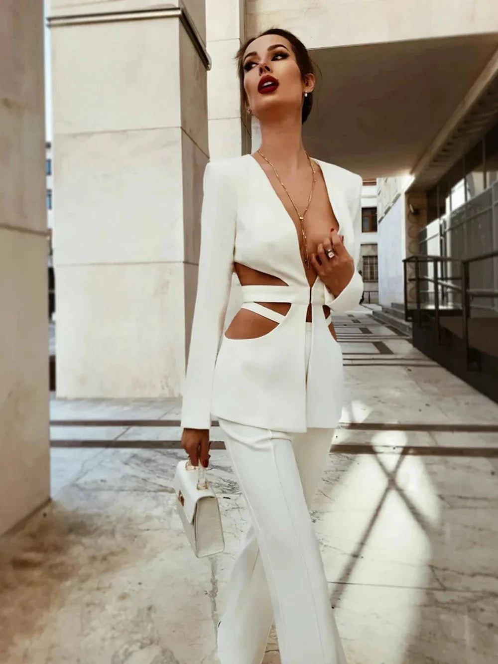 Cut Out Blazer Set