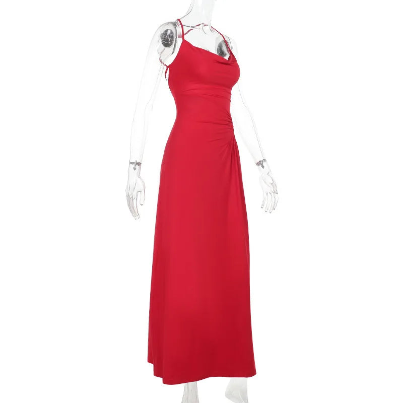 High Waist Off Shoulder Solid Maxi Dress