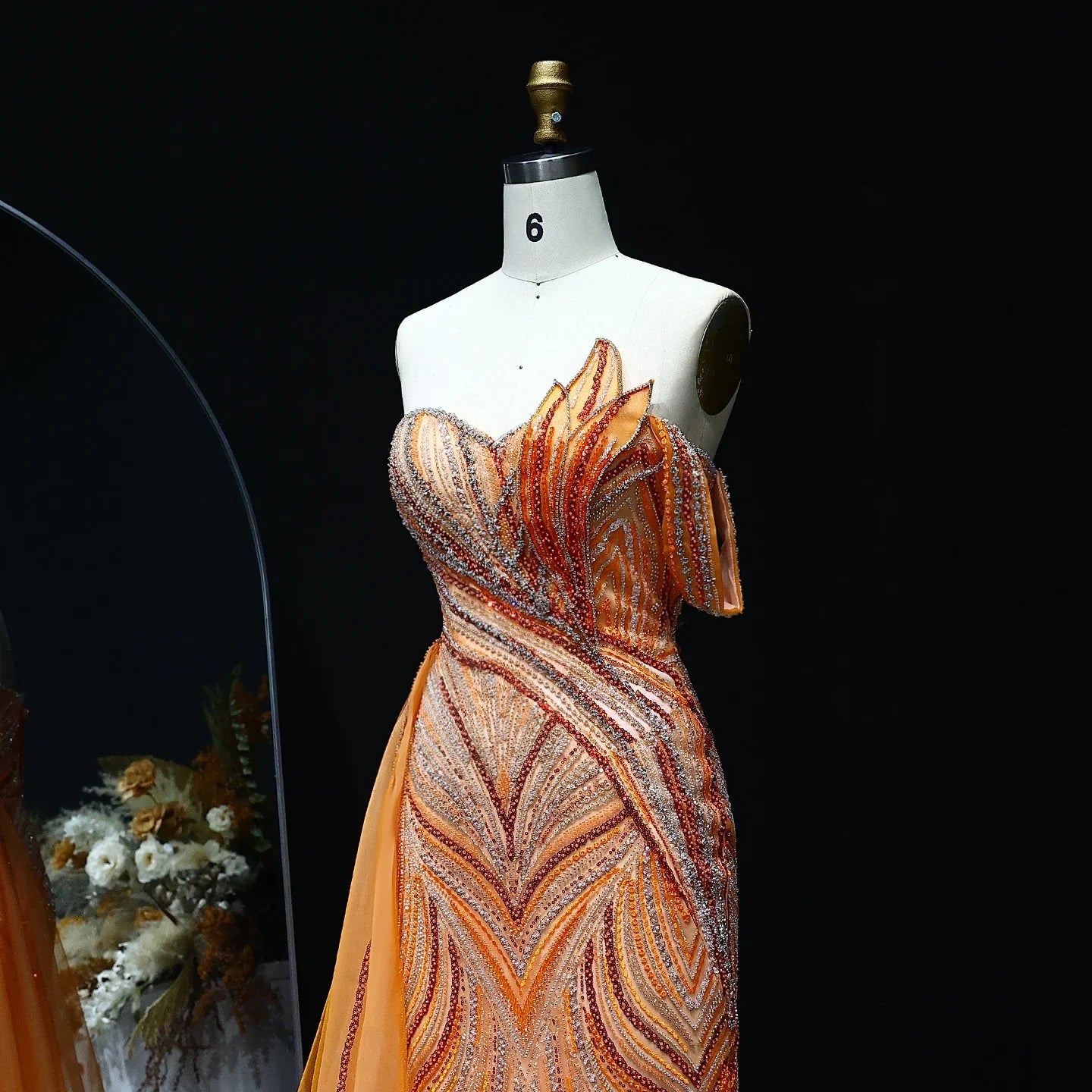 One Shoulder Mermaid Evening Dress with Overskirt