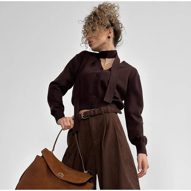 Solid Single Breasted Knit Sweaters