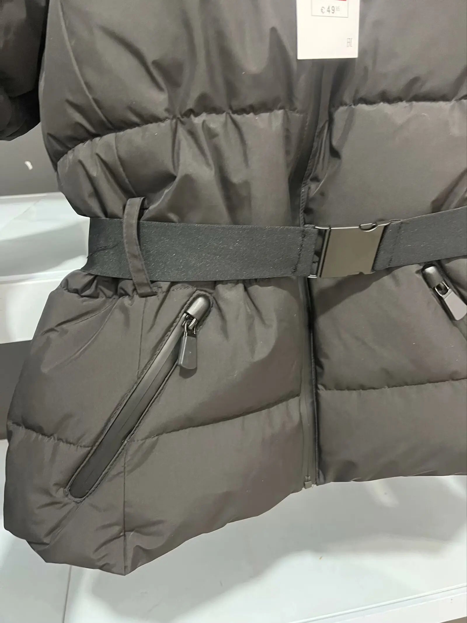Belt Hooded Down Cotton Windproof Jacket