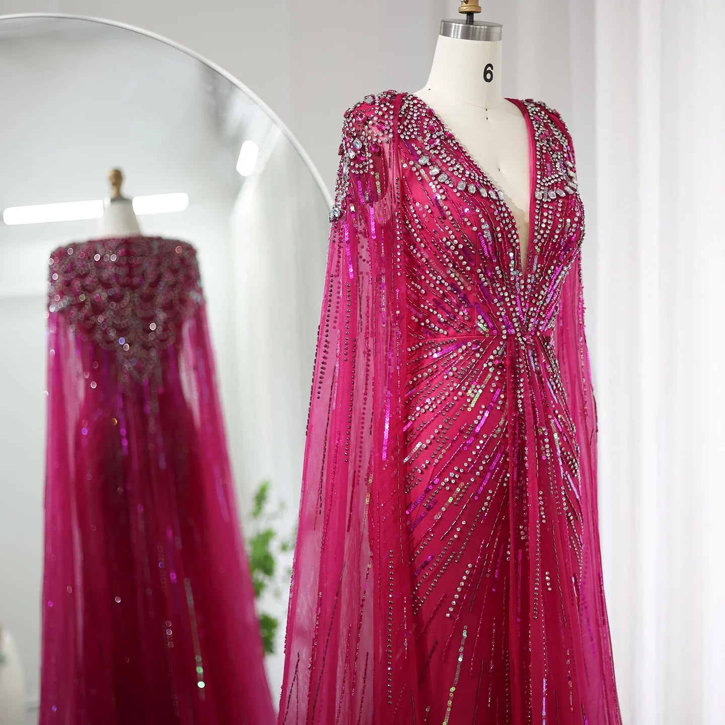 Crystal Evening Gown with Cape