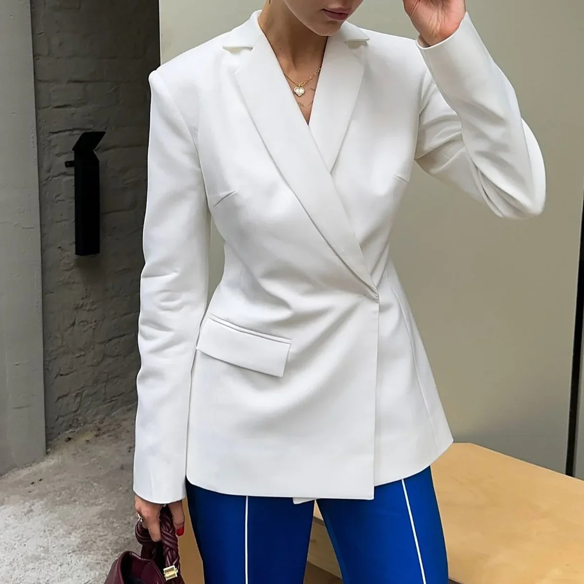 Backless  Black Suit Long Sleeve Blazer Coat
