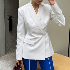 Backless  Black Suit Long Sleeve Blazer Coat