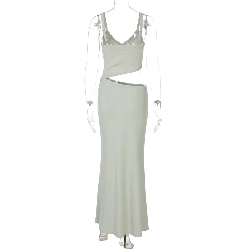 Hollow Out Spaghetti Strap Backless Long Dress