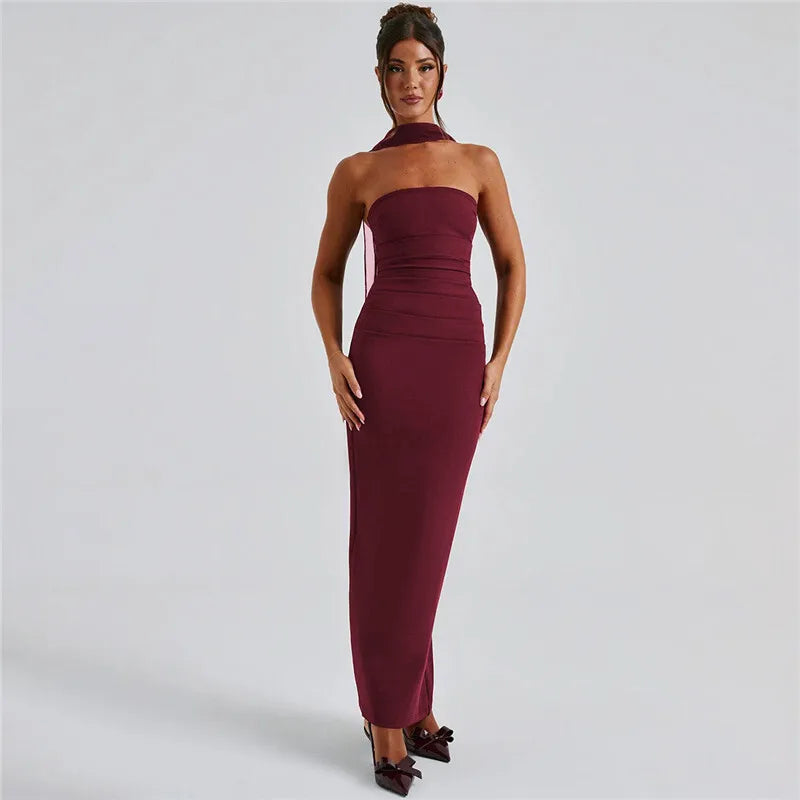 Mesh Sleeve Off-shoulder Long Dress
