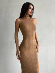 Women's Sleeveless Turtleneck Maxi Dress