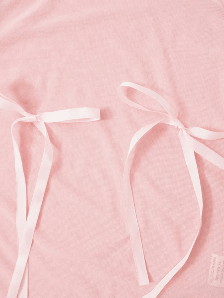 Transparentes Tanktop aus Netzstoff mit Schleife in Rosa