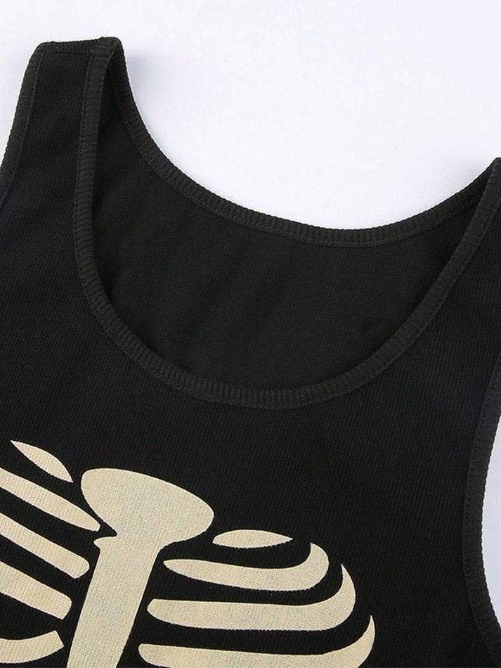 Top corto sin mangas con estampado de esqueleto