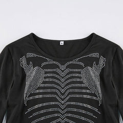 Skelett Strass Crop Top