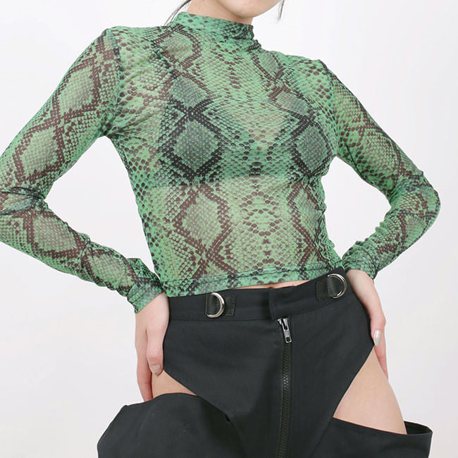 Snakeskin Mesh Top
