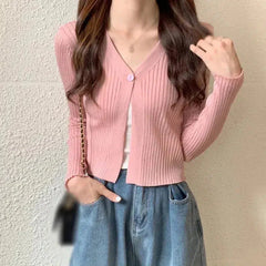 Soft Girl Strickjacke mit einem Knopf