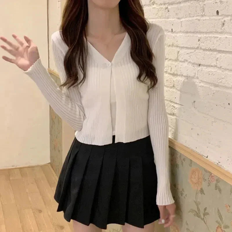 Soft Girl Strickjacke mit einem Knopf