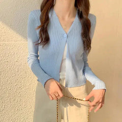 Soft Girl Strickjacke mit einem Knopf