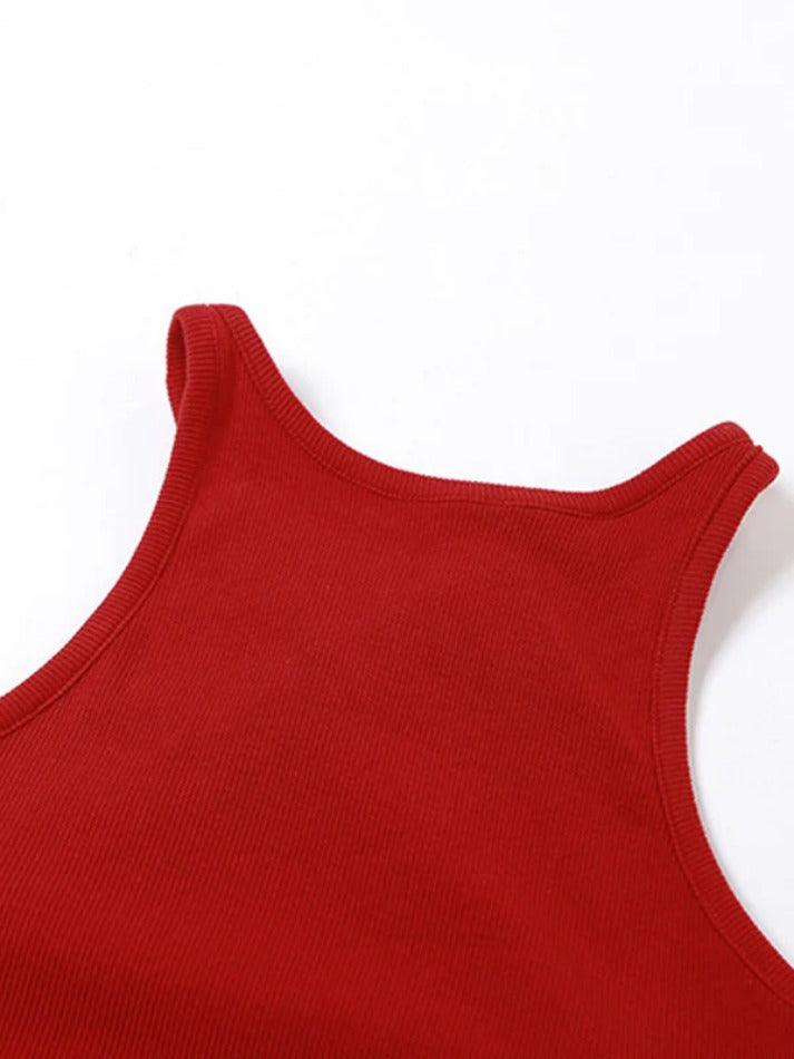 Einfarbiges, rückenfreies, kurzes Tanktop