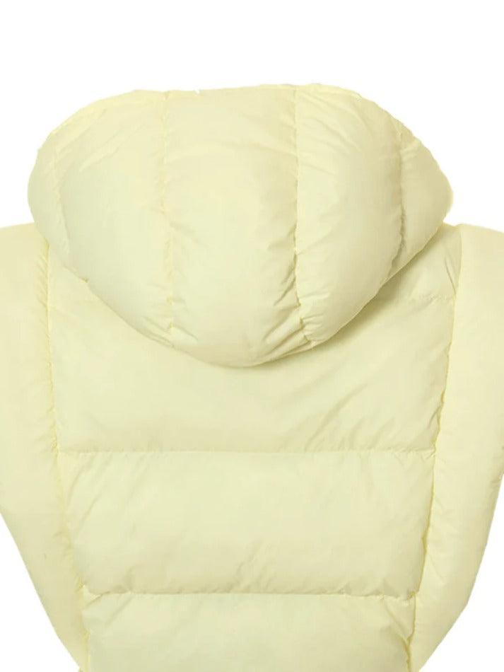 Einfarbige ärmellose Jacke mit Schnürung und Kapuze