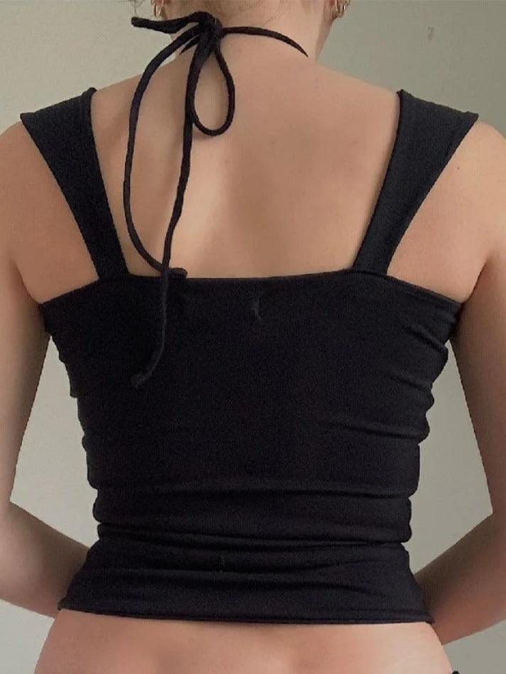 Einfarbiges Neckholder-Tanktop mit Plissee