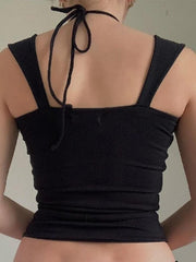 Einfarbiges Neckholder-Tanktop mit Plissee