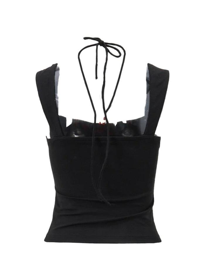 Einfarbiges Neckholder-Tanktop mit Plissee