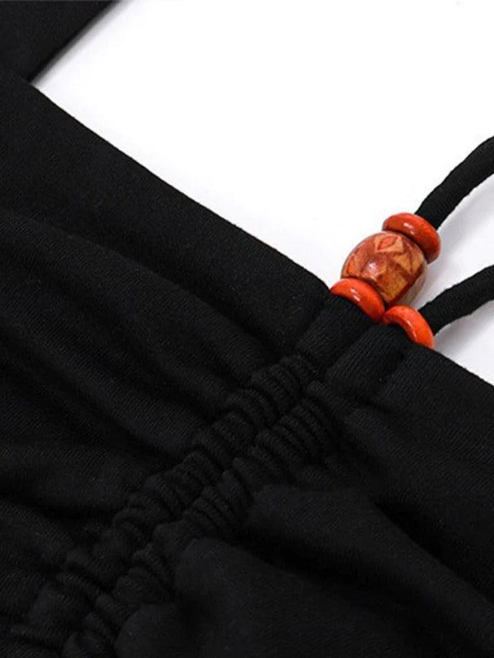 Einfarbiges Neckholder-Tanktop mit Plissee