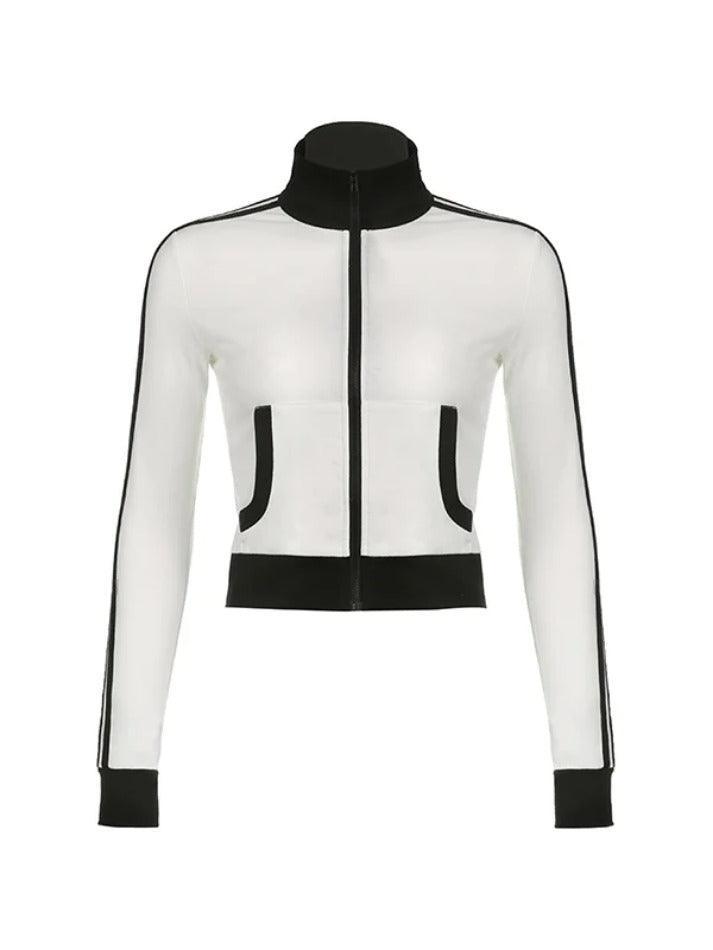 Sportliche, dünne Jacke mit Kragen in Kontrastfarbe